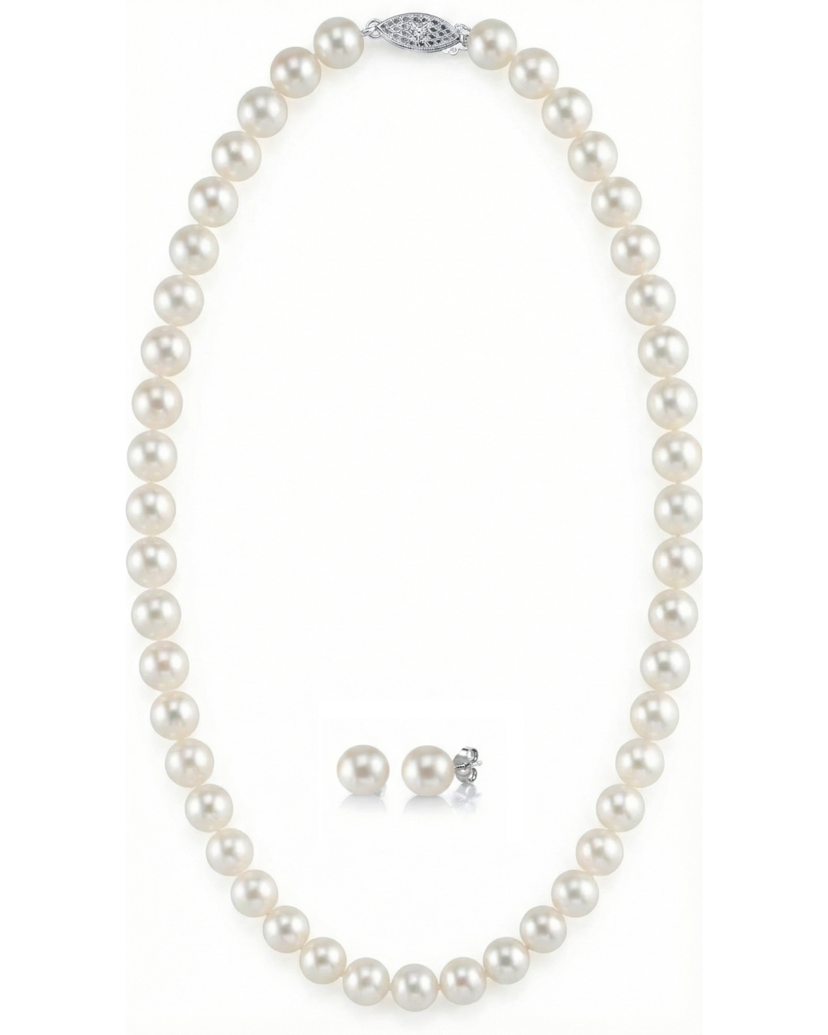 8.0-8.5mm Freshwater Pearl Necklace & Earrings