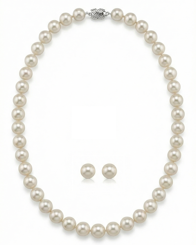 8.0-8.5mm Hanadama Pearl Necklace and Earring Set