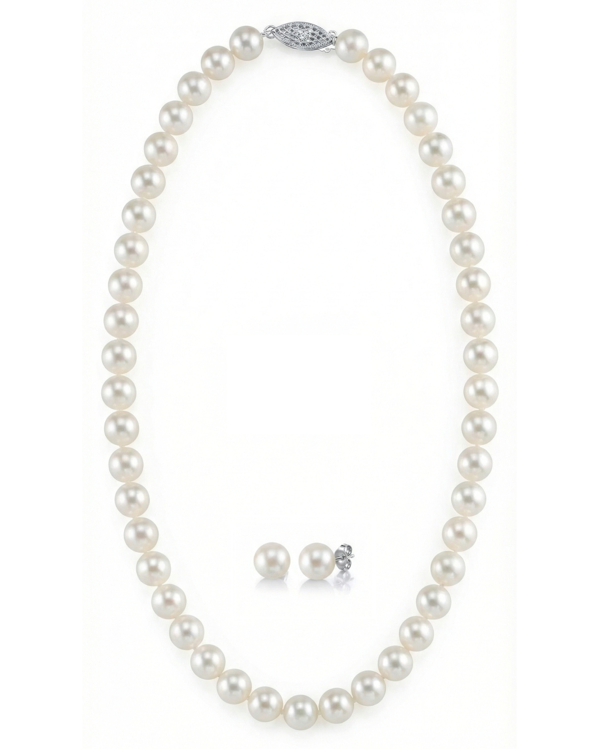 8.5-9.5mm Freshwater Pearl Necklace & Earrings