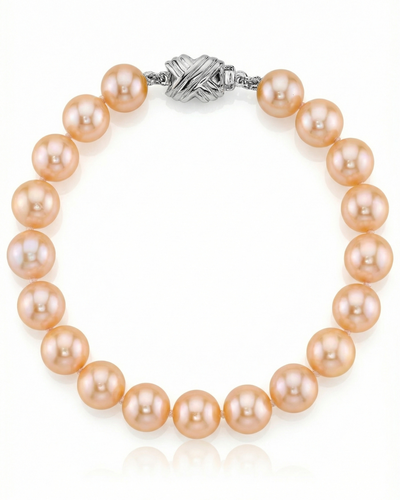 8.5-9.5mm Peach Freshwater Pearl Bracelet - AAA Quality