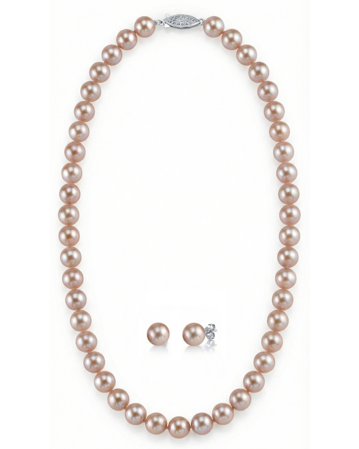 8.5-9.5mm Pink Freshwater Pearl Necklace & Earrings