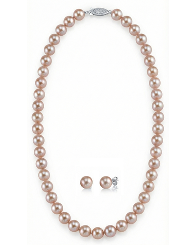 8.5-9.5mm Pink Freshwater Pearl Necklace & Earrings