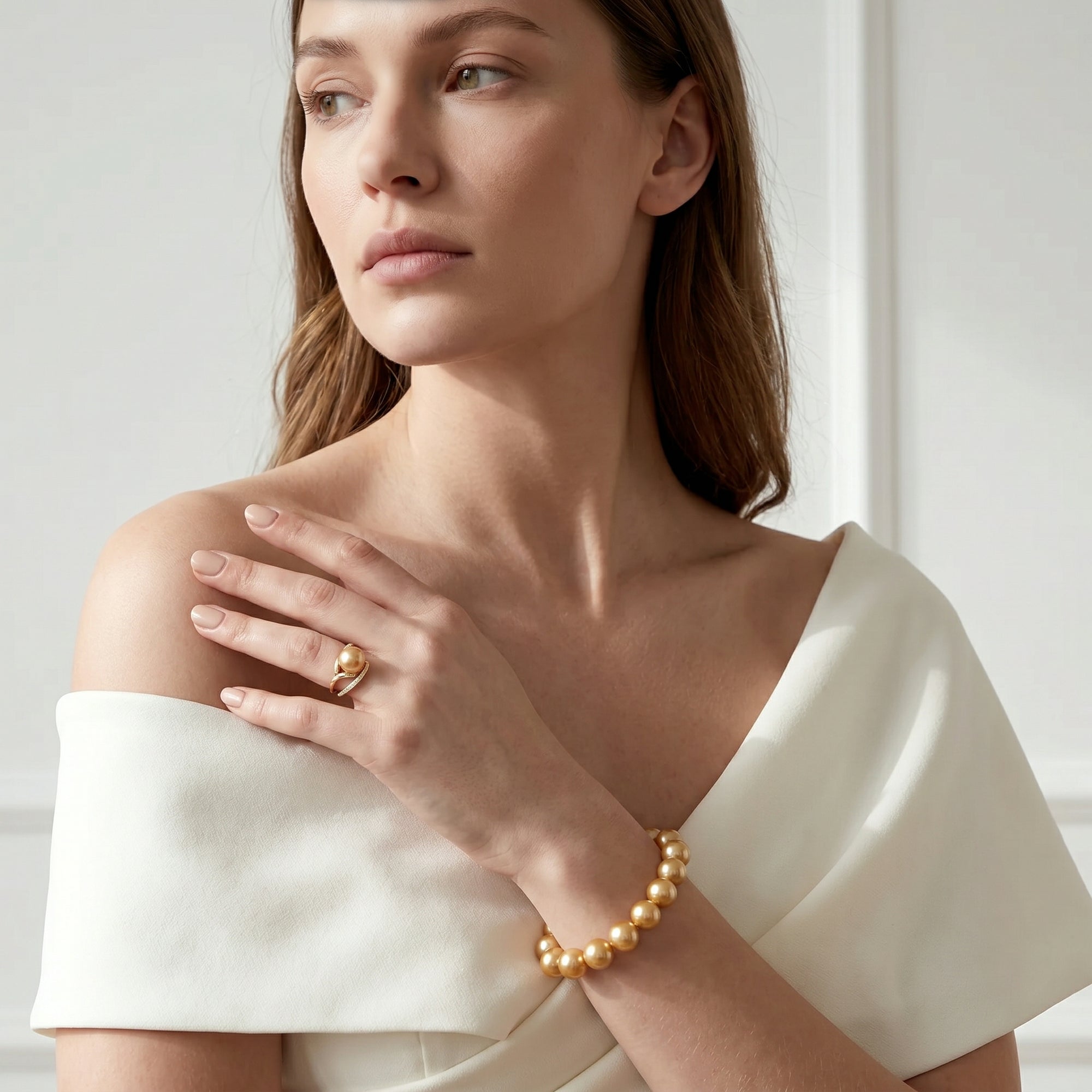 Golden South Sea Pearl Bracelet, 9.0-10.0mm