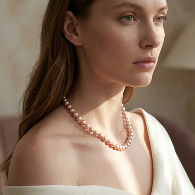 8.5-9.5mm Pink Freshwater Pearl Necklace - AAAA Quality