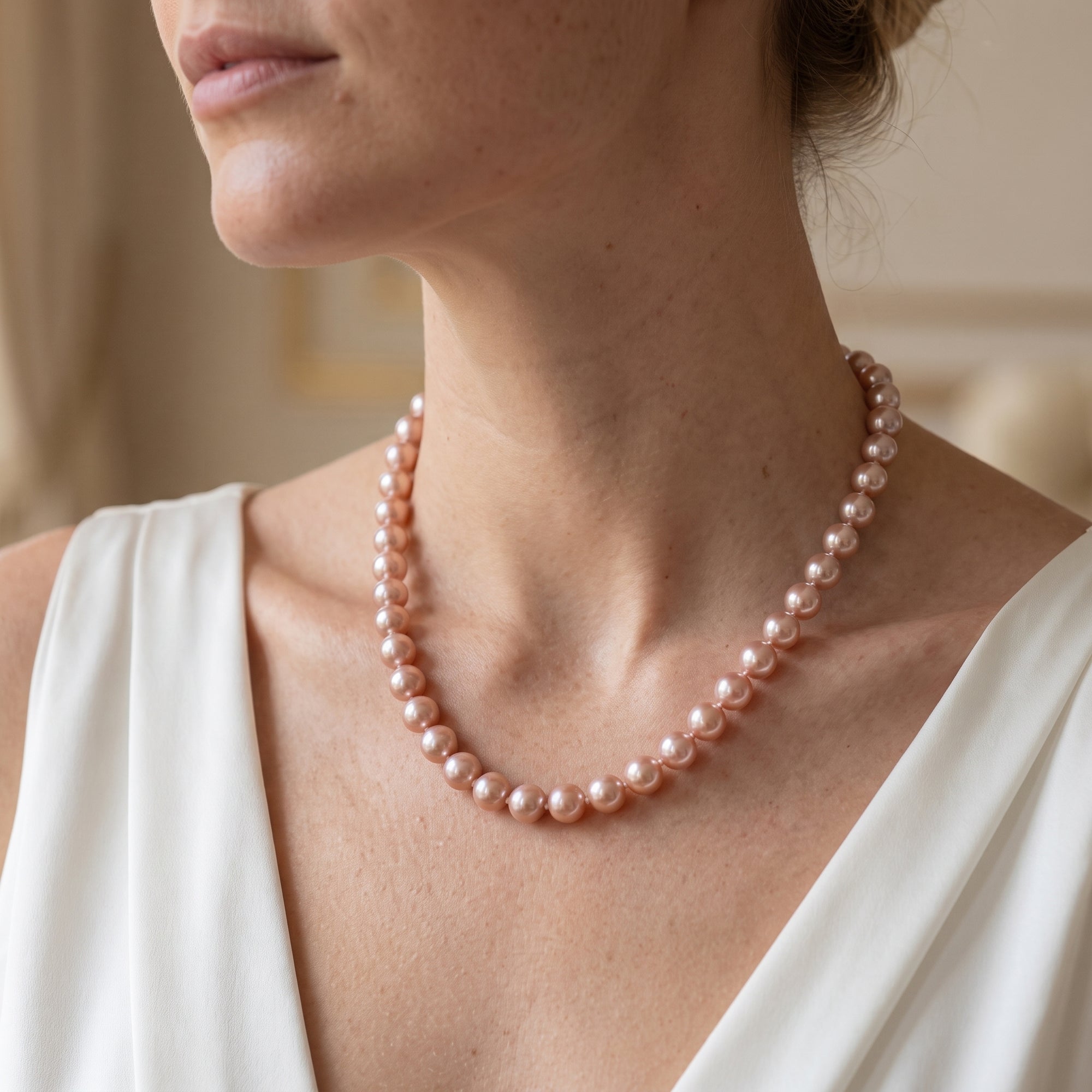 8.5-9.5mm Pink Freshwater Pearl Necklace - AAA Quality
