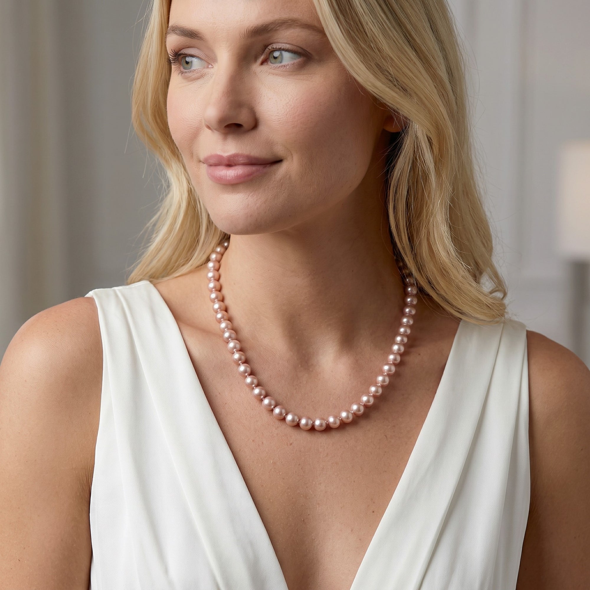 8.5-9.5mm Pink Freshwater Pearl Necklace - AAA Quality