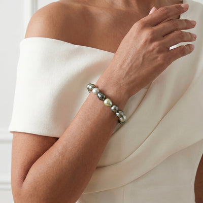 Multi-Color Tahitian Drop-Shape Pearl Bracelet, 9.0-10.0mm - AAA/AAAA Quality