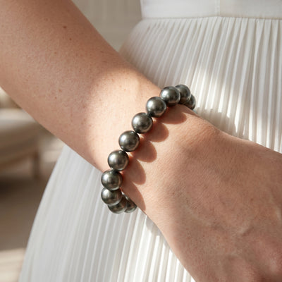 True Round Black Tahitian Pearl Bracelet, 9.0-10.0mm - AAA Quality