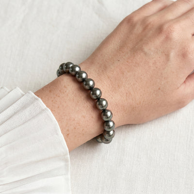 True Round Black Tahitian Pearl Bracelet, 9.0-10.0mm - AAA Quality