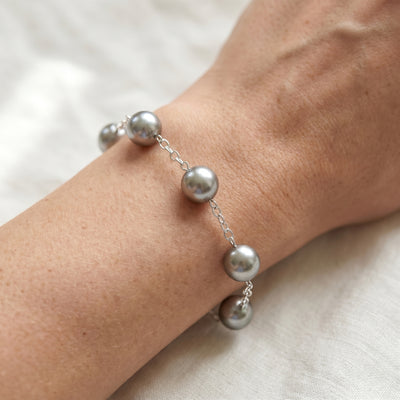 Tahitian Pearl Tin Cup Bracelet, 9.0-10.0mm