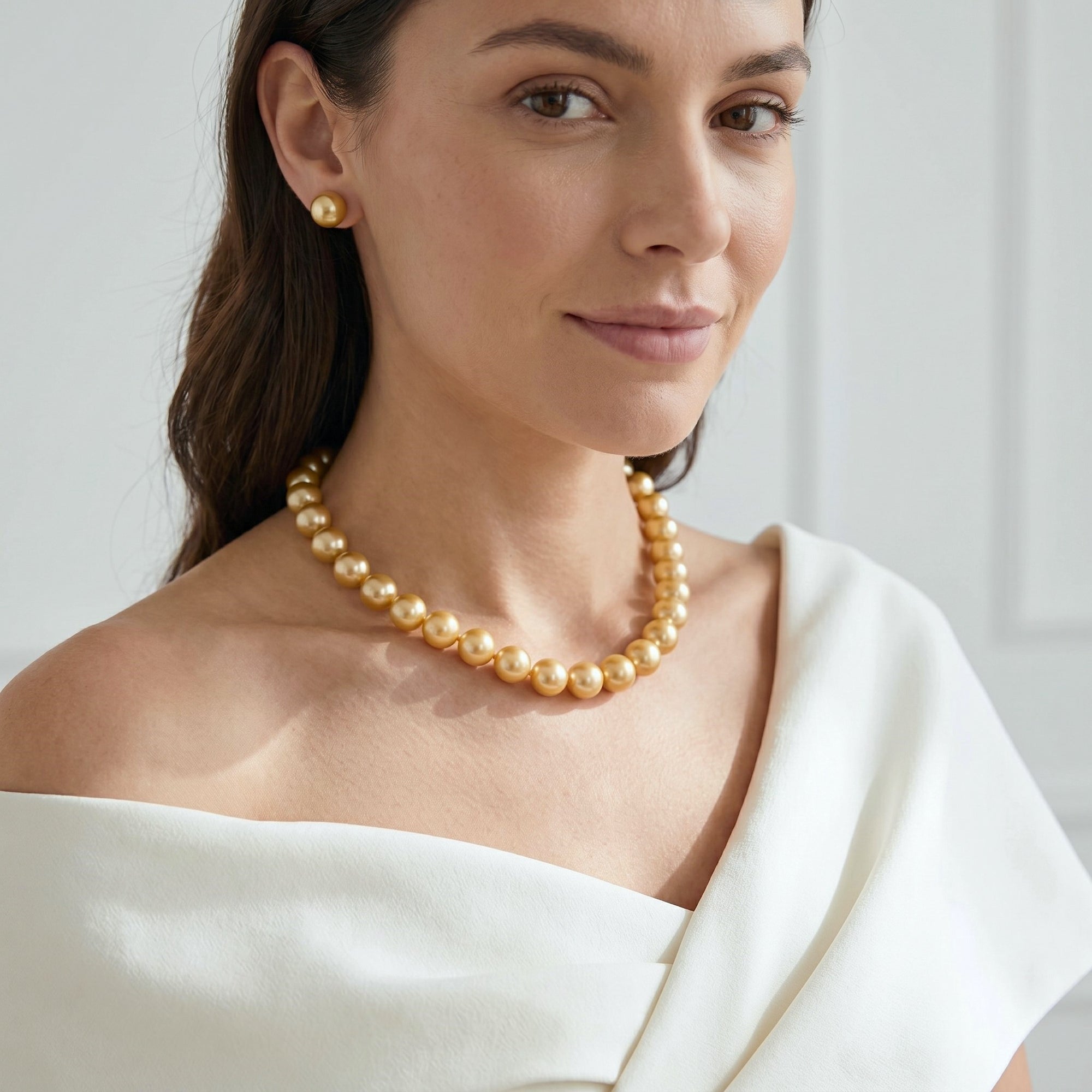 9-11mm Golden South Sea Pearl Necklace - AAAA Quality