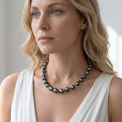 Black Tahitian Baroque Pearl Necklace, 9.0-11.0mm