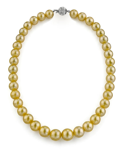 9-11mm Golden South Sea Pearl Necklace - AAAA Quality