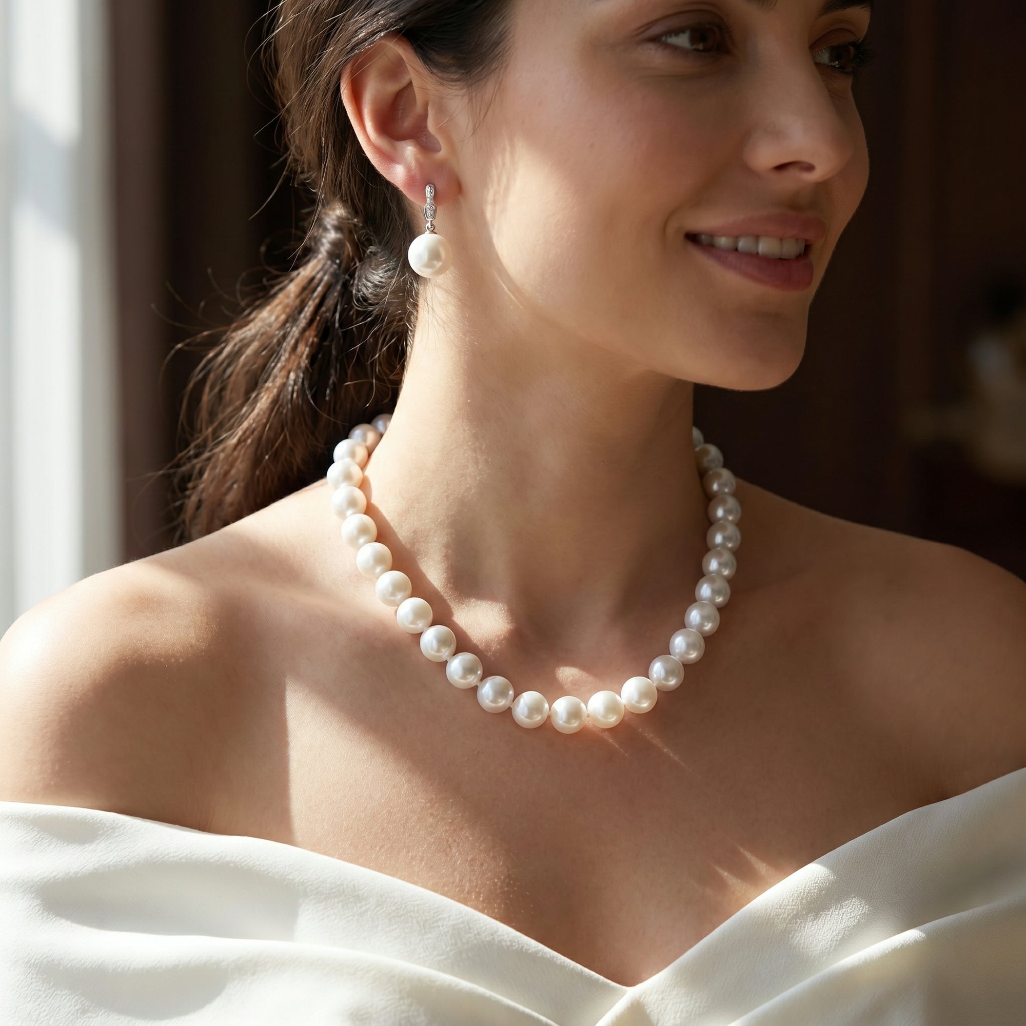 9-12mm White South Sea Pearl Necklace-AAAA Quality