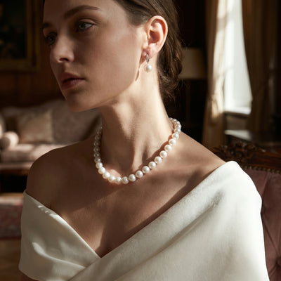 9-12mm White South Sea Pearl Necklace-AAAA Quality