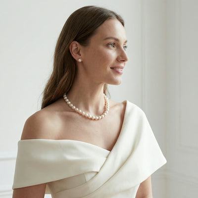 9.5-10.0mm Hanadama Pearl Necklace and Earring Set