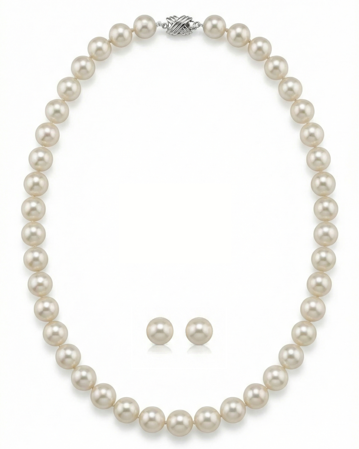 9.5-10.0mm Hanadama Pearl Necklace and Earring Set
