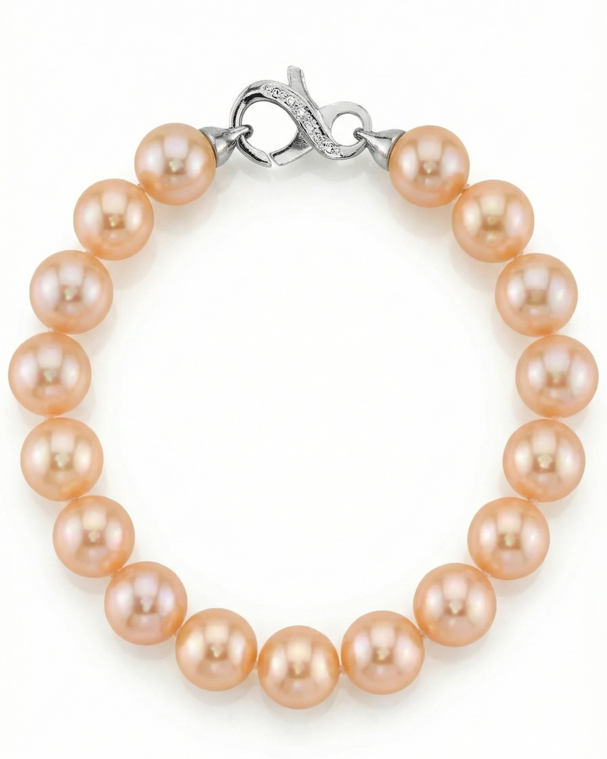 9.5-10.5mm Peach Freshwater Pearl Bracelet - AAAA Quality
