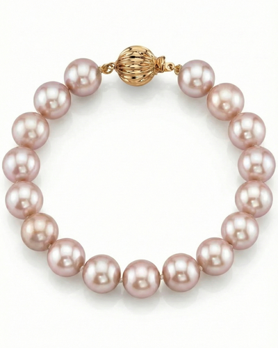9.5-10.5mm Pink Freshwater Pearl Bracelet - AAAA Quality