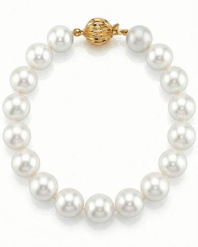 9.5-10.5mm White Freshwater Pearl Bracelet - AAA Quality