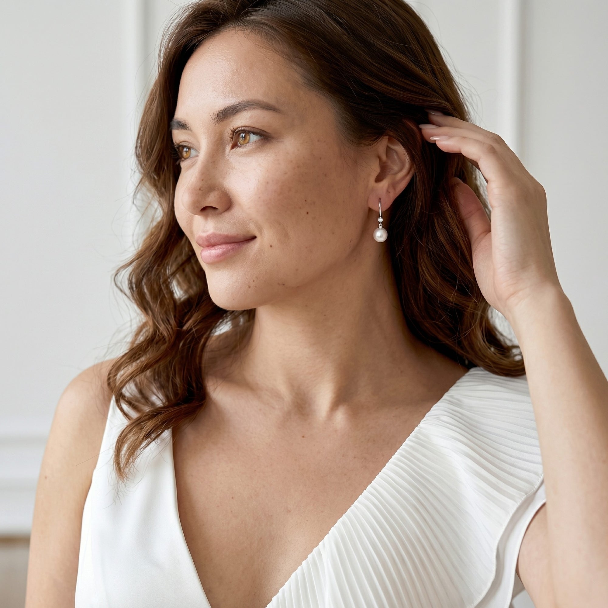 Akoya Pearl & Diamond Bezel Earrings