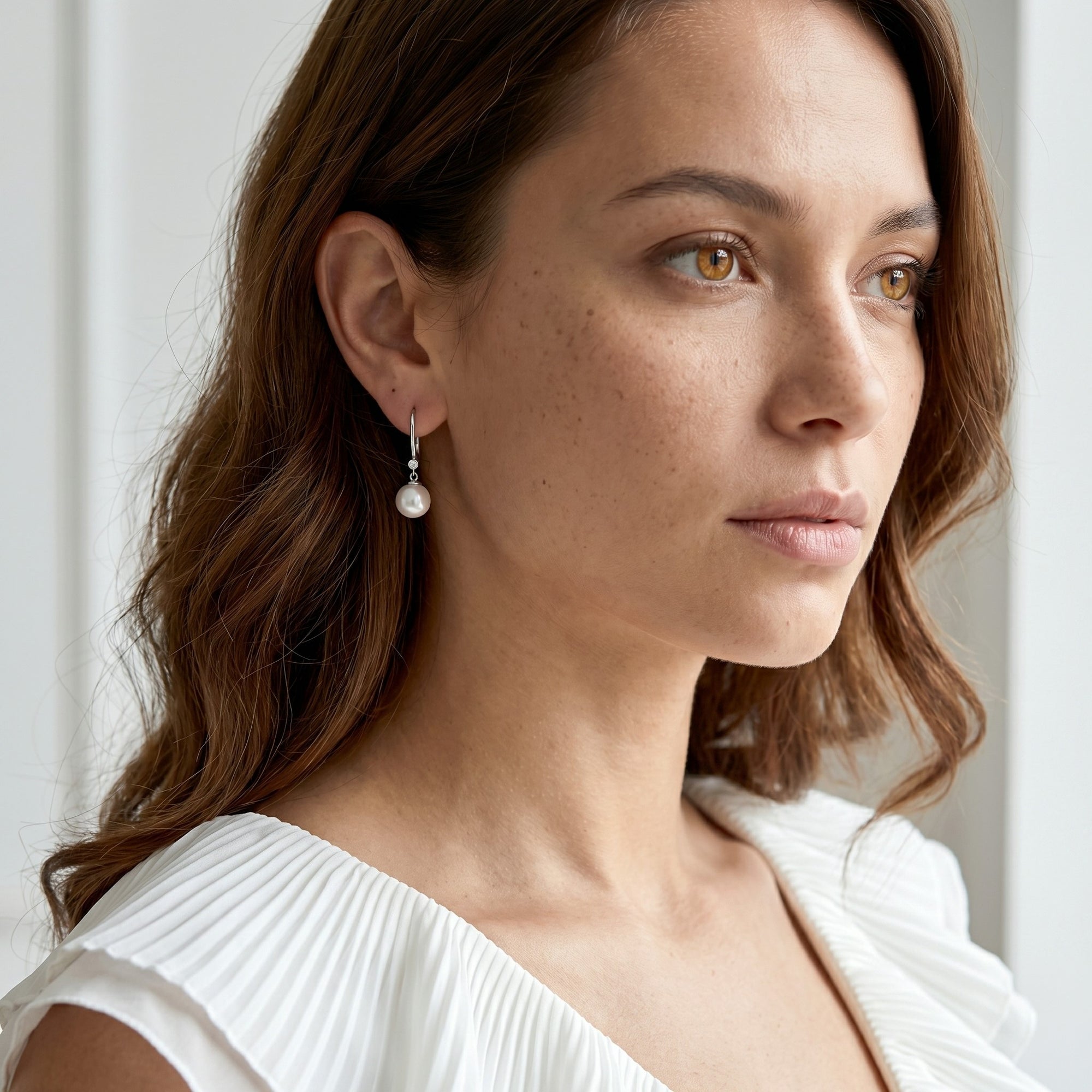 Akoya Pearl & Diamond Bezel Earrings