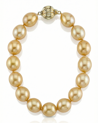 Baroque Shaped Golden South Sea Pearl Bracelet, 10.0-11.0mm - AAA Quality