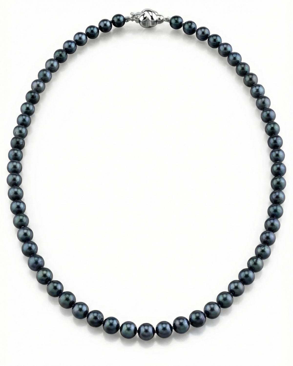 Black Japanese Akoya Choker Length Pearl Necklace, 5.0-5.5mm - AA+ Quality