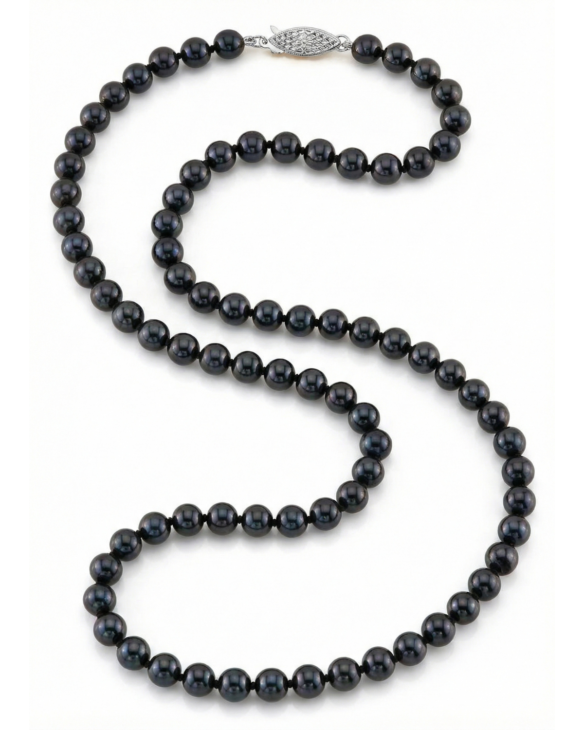 Black Japanese Akoya Pearl Necklace, 5.5-6.0mm - AAA Quality