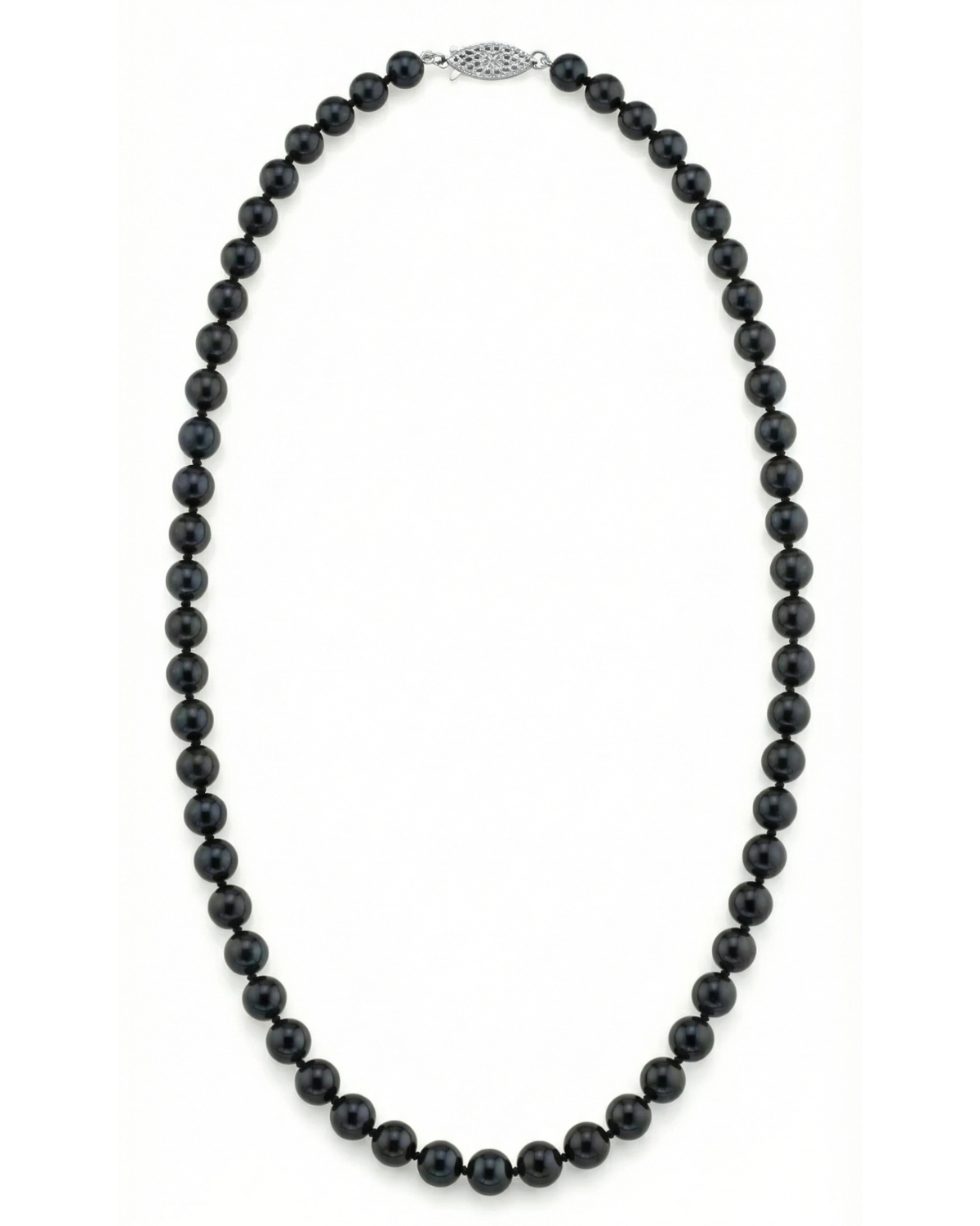 Black Japanese Akoya Pearl Necklace, 6.0-6.5mm - AAA Quality