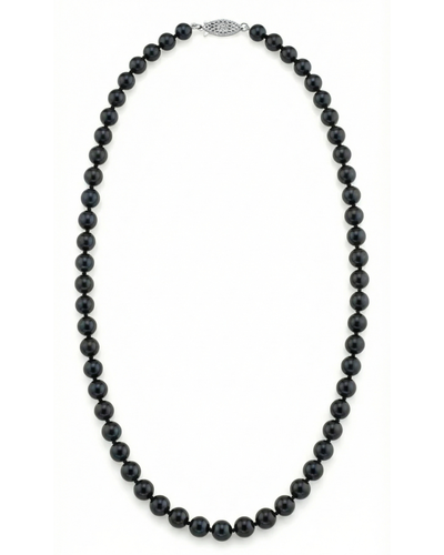 Black Japanese Akoya Pearl Necklace, 6.0-6.5mm - AAA Quality