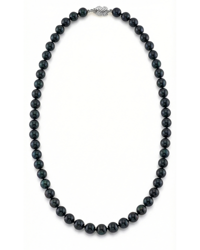 Black Japanese Akoya Pearl Necklace, 7.5-8.0mm - AA+ Quality