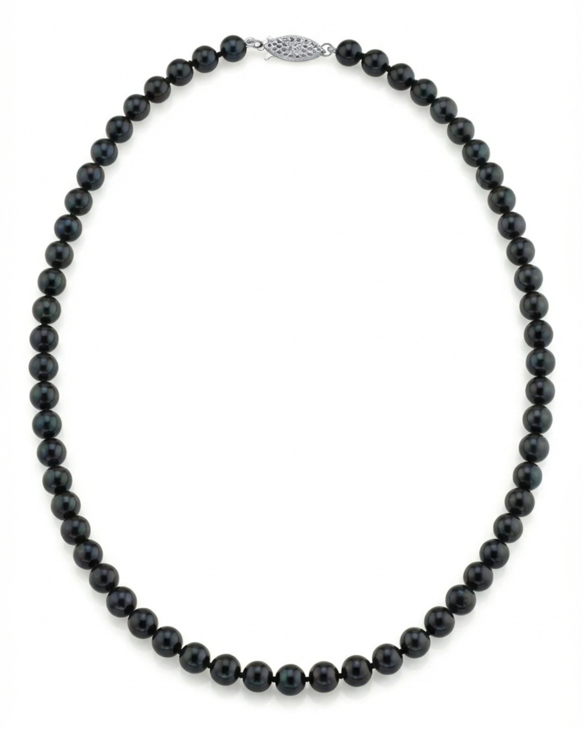 Black Japanese Akoya Pearl Necklace, 6.0-6.5mm - AA+ Quality