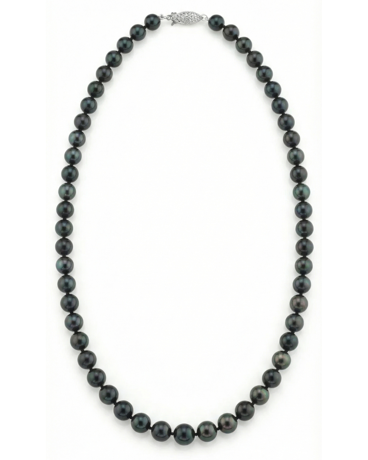 Black Japanese Akoya Pearl Necklace, 7.0-7.5mm - AAA Quality