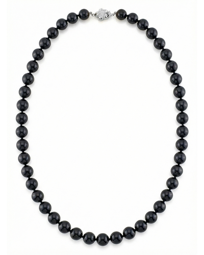 Black Japanese Akoya Pearl Necklace, 8.0-8.5mm - AA+ Quality