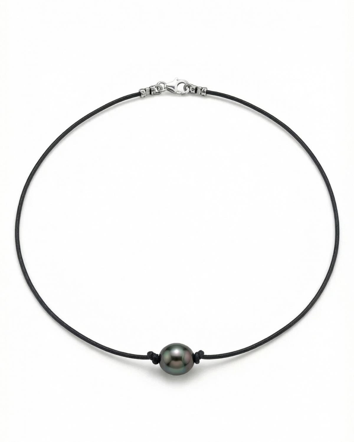 Black Tahitian Baroque Pearl on Leather Necklace