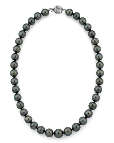 Black Tahitian Pearl Necklace, 9.0-11.0mm - AAA Quality