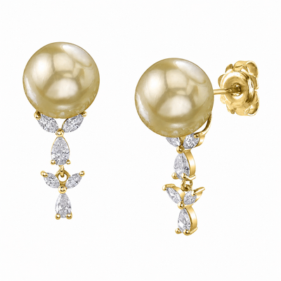 Golden South Sea Pearl & Diamond Kiara Earrings