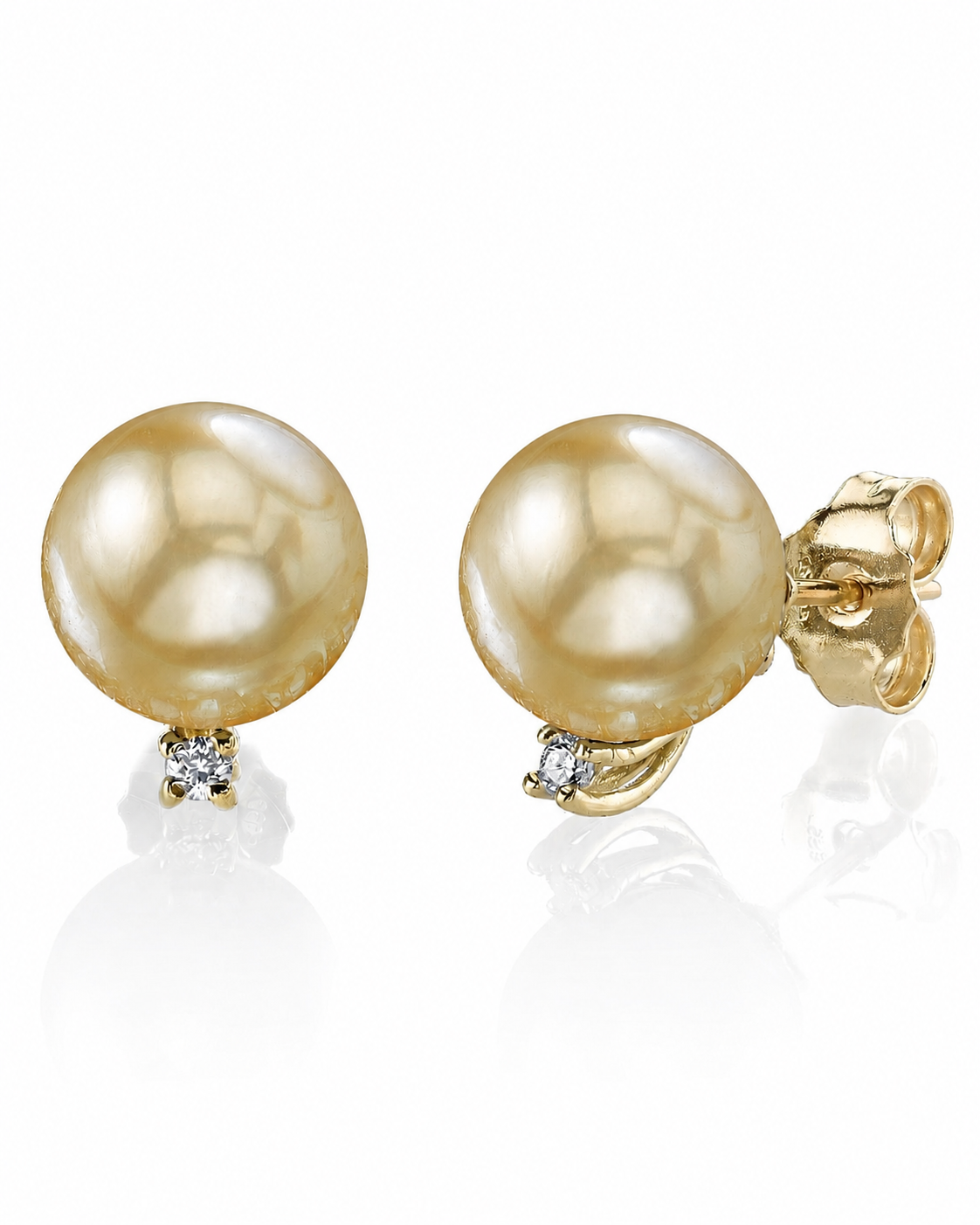 Golden South Sea Pearl & Diamond Society Stud Earrings