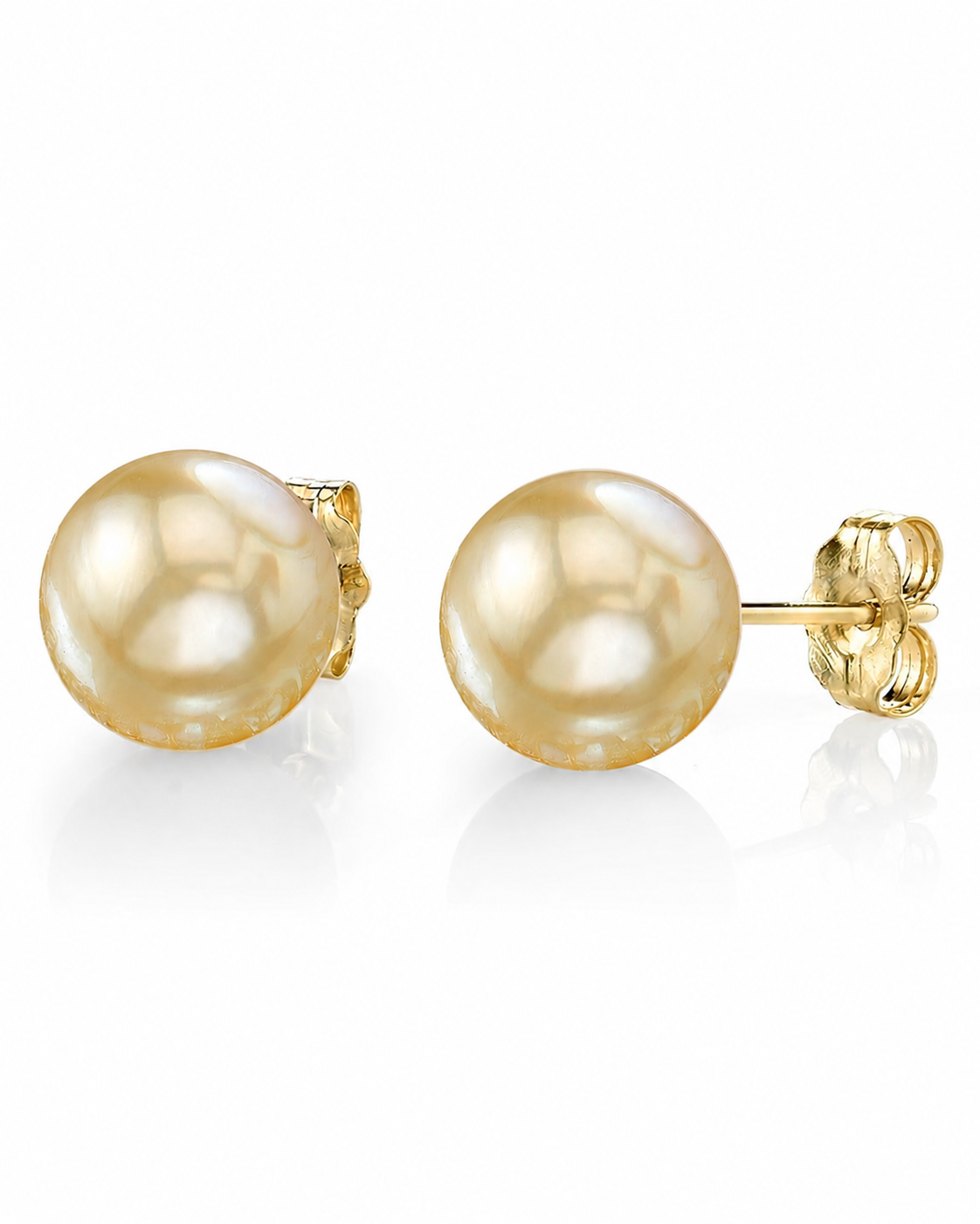 Golden South Sea Round Pearl Stud Earrings, 10.0-11.0mm