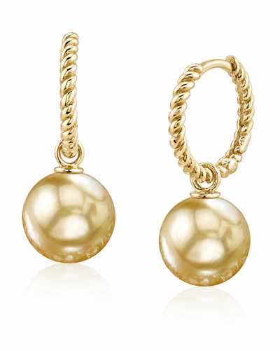 Golden South Sea Pearl Xanthe Hoop Earrings