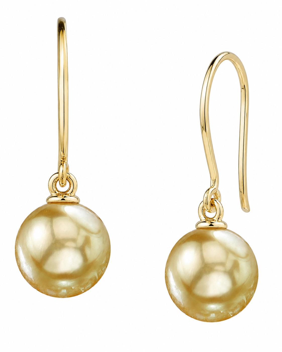 Golden South Sea Pearl Shepherd Hook Dangle Earrings