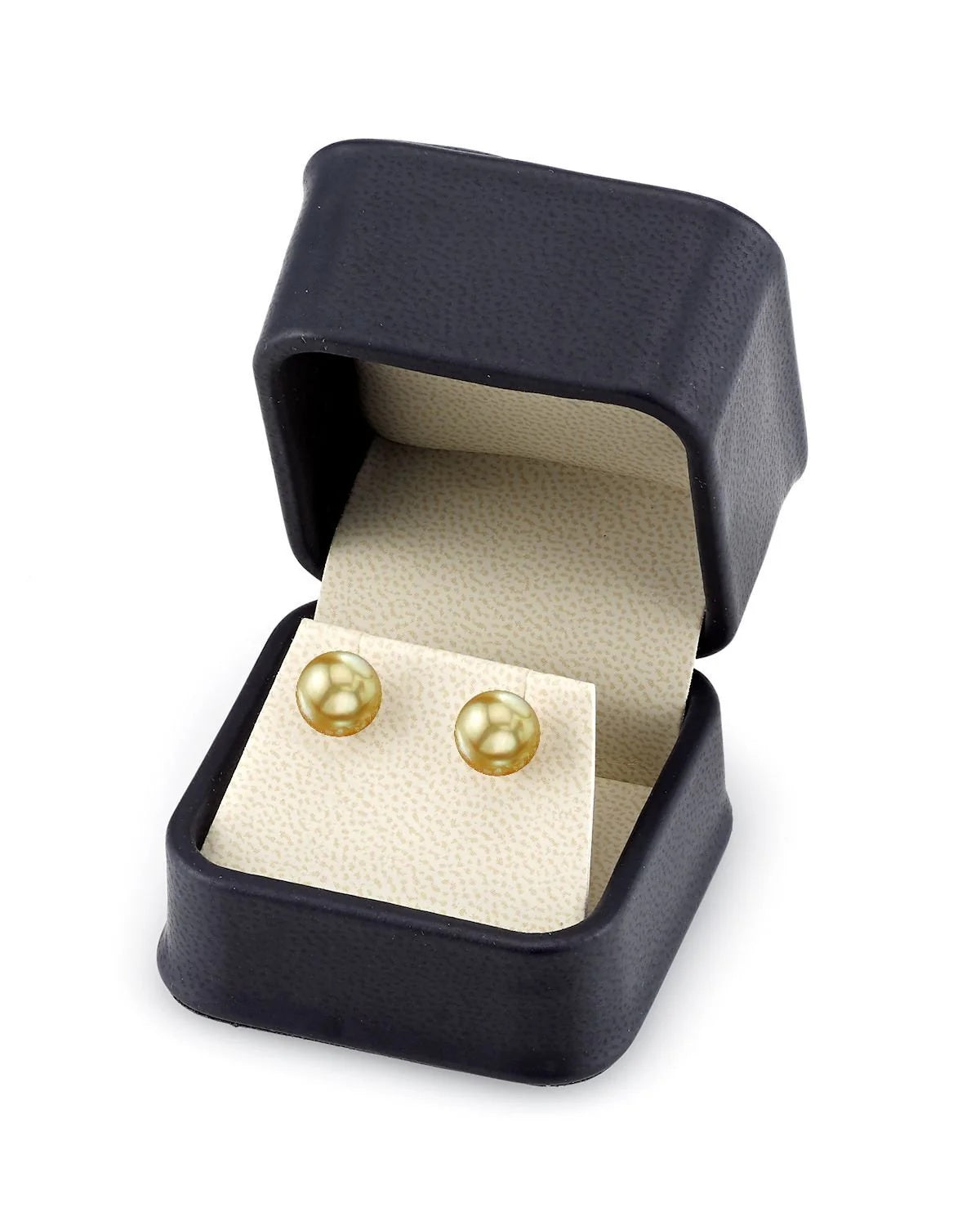 Champagne Golden South Sea Round Pearl Stud Earrings - AAAA