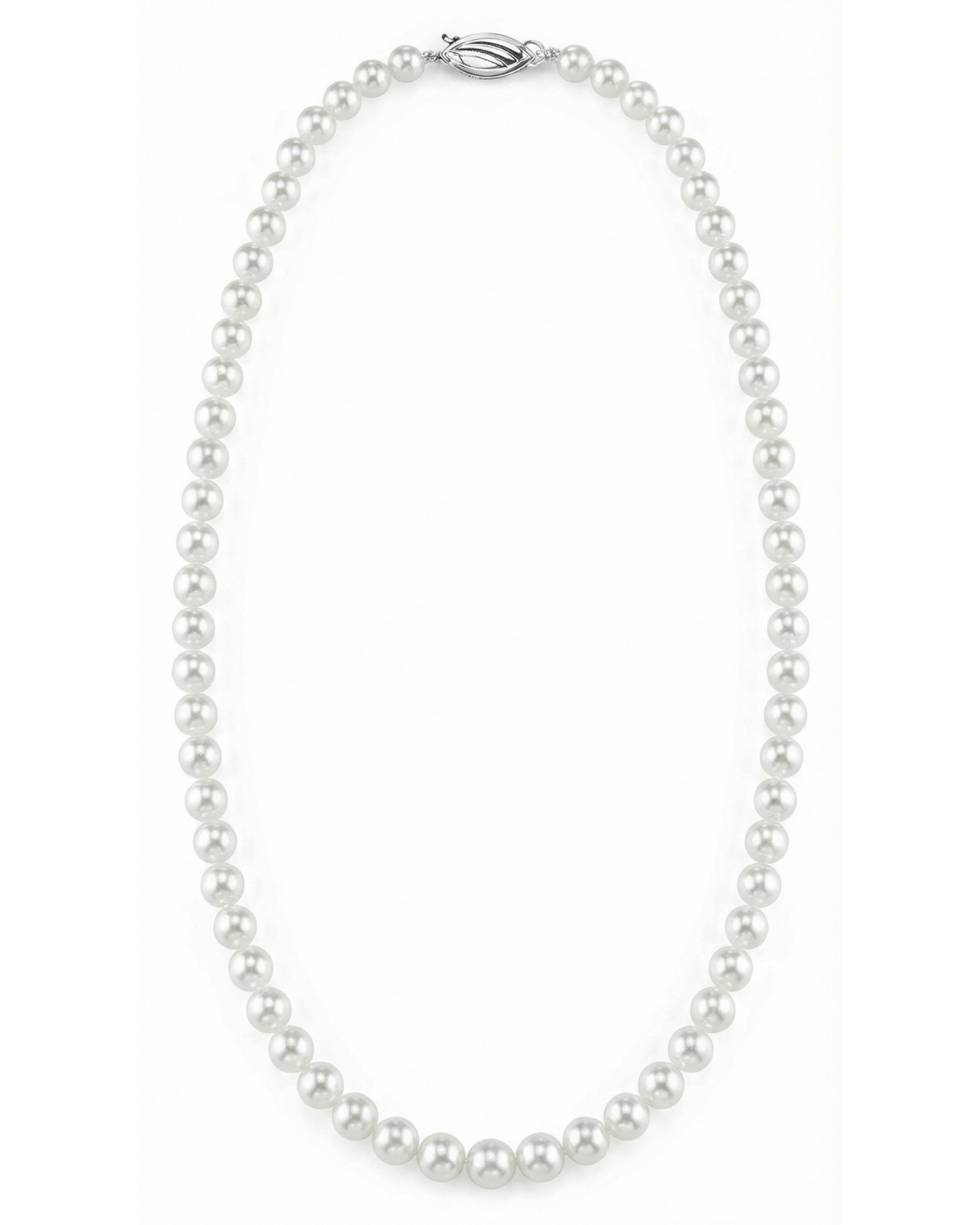 Hanadama Japanese White Akoya Graduated Pearl Necklace, 6.0-9.0mm