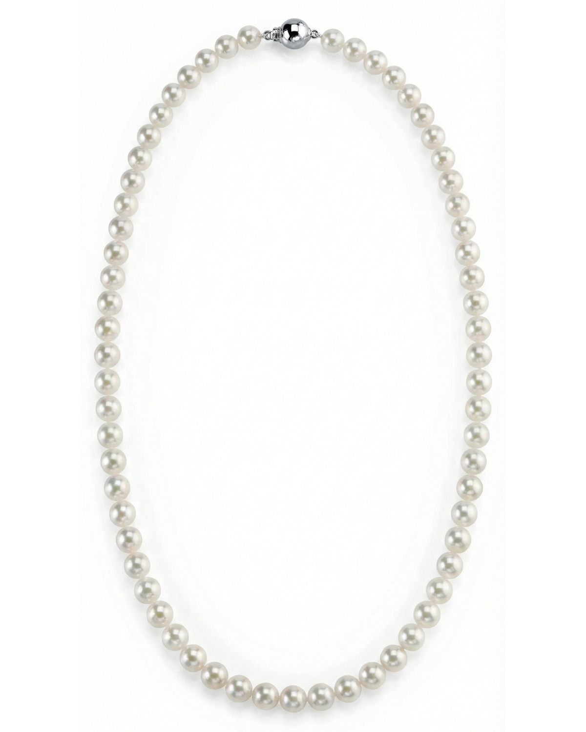 Hanadama Japanese White Akoya Pearl Necklace, 6.0-6.5mm