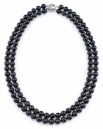 Japanese Akoya Black Pearl Double Strand Necklace