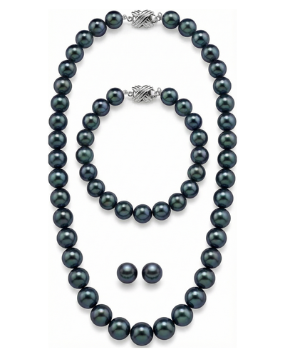 Japanese Akoya Black Pearl Sets in AAA Quality