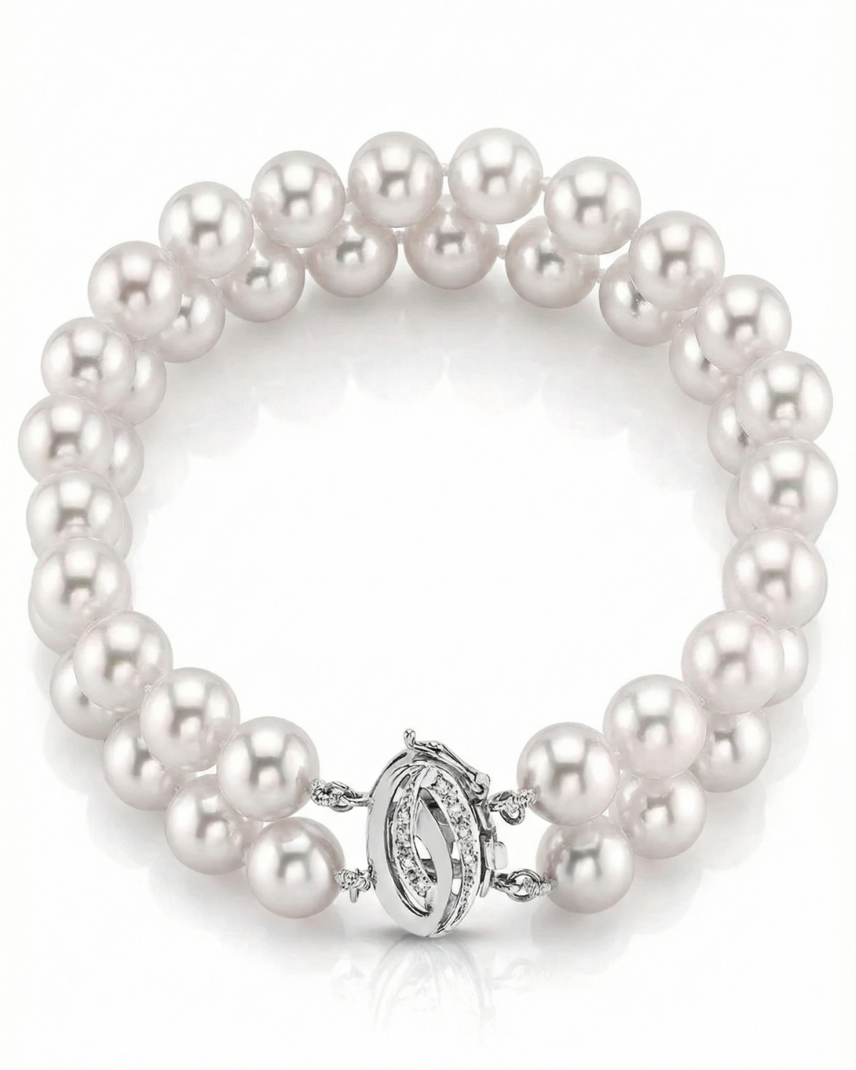 Japanese Large Akoya White Pearl Double Bracelet- Choose Your Quality