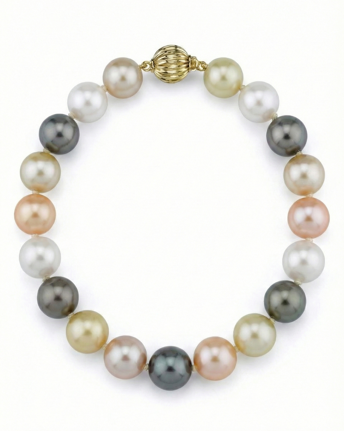 Multi-Color Golden South Sea, Tahitian and Freshwater Bracelet, 9.0-10.0mm - AAA Quality
