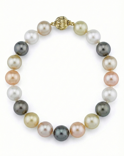 Multi-Color Golden South Sea, Tahitian and Freshwater Bracelet, 9.0-10.0mm - AAA Quality